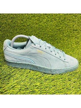 Puma Suede Triplex Mono Boys Size 7Y Turquoise Blue Walking Shoes Sneakers
